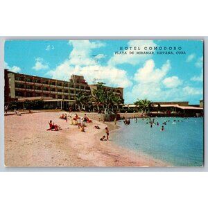 Vintage 1957 Postcard Hotel Comodoro Playa De Miramar Havana Cuba Beach #1547